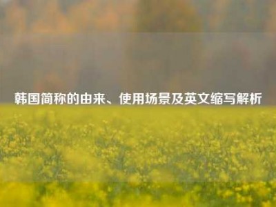 韩国简称的由来、使用场景及英文缩写解析