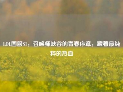 LOL国服S1，召唤师峡谷的青春序章，藏着最纯粹的热血