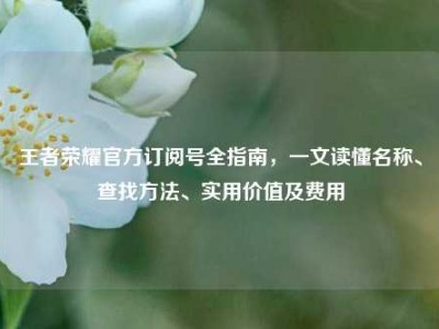 王者荣耀官方订阅号全指南，一文读懂名称、查找方法、实用价值及费用