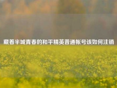 藏着半城青春的和平精英普通帐号该如何注销