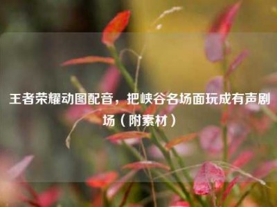 王者荣耀动图配音，把峡谷名场面玩成有声剧场（附素材）