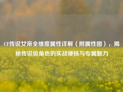 CF传说女帝全维度属性详解（附属性图），揭秘传说级角色的实战硬核与专属魅力