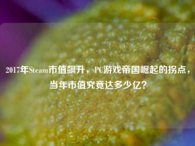 2017年Steam市值飙升，PC游戏帝国崛起的拐点，当年市值究竟达多少亿？
