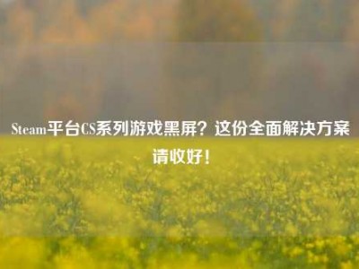 Steam平台CS系列游戏黑屏？这份全面解决方案请收好！