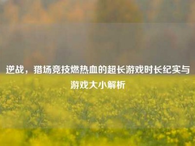 逆战，猎场竞技燃热血的超长游戏时长纪实与游戏大小解析