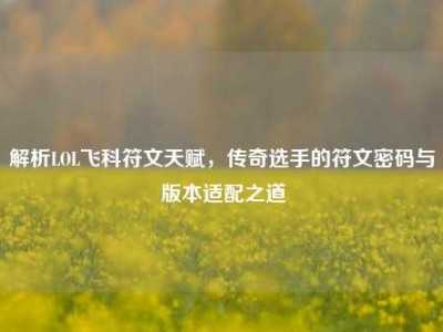 解析LOL飞科符文天赋，传奇选手的符文密码与版本适配之道