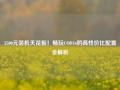3500元装机天花板！畅玩COD16的高性价比配置全解析