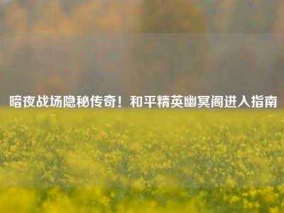 暗夜战场隐秘传奇！和平精英幽冥阁进入指南