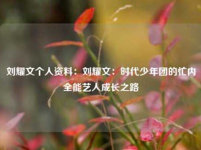 刘耀文个人资料：刘耀文：时代少年团的忙内全能艺人成长之路