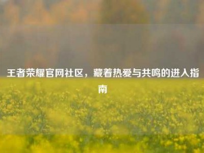 王者荣耀官网社区，藏着热爱与共鸣的进入指南