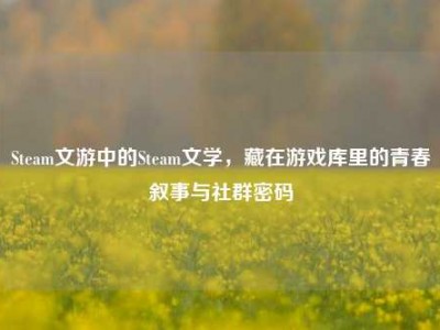 Steam文游中的Steam文学，藏在游戏库里的青春叙事与社群密码