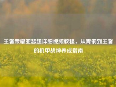 王者荣耀亚瑟超详细视频教程，从青铜到王者的机甲战神养成指南