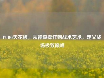 PUBG天花板，从神级操作到战术艺术，定义战场极致巅峰