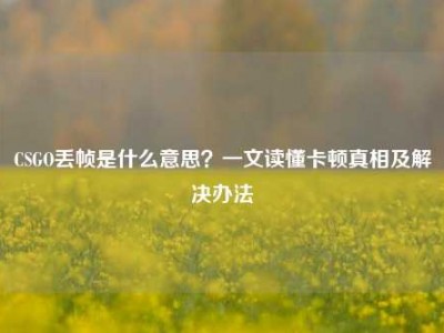 CSGO丢帧是什么意思？一文读懂卡顿真相及解决办法