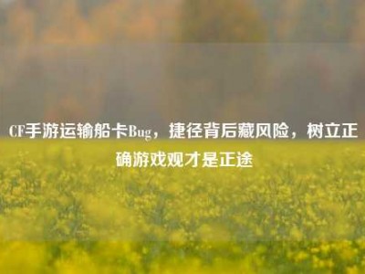 CF手游运输船卡Bug，捷径背后藏风险，树立正确游戏观才是正途