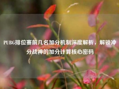 PUBG排位赛前几名加分机制深度解析，解锁冲分战神的加分计算核心密码