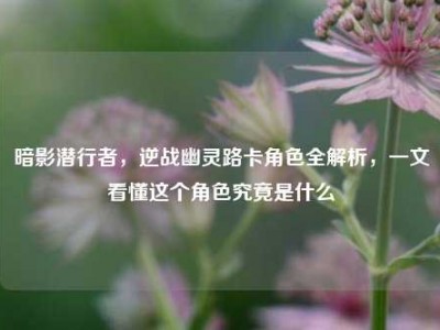 暗影潜行者，逆战幽灵路卡角色全解析，一文看懂这个角色究竟是什么
