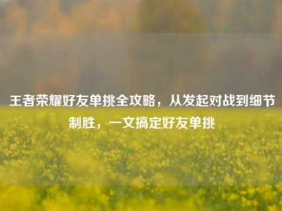 王者荣耀好友单挑全攻略，从发起对战到细节制胜，一文搞定好友单挑