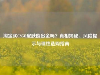 淘宝买CSGO皮肤能出金吗？真相揭秘、风险提示与理性选购指南