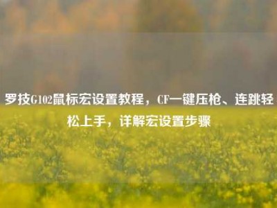 罗技G102鼠标宏设置教程，CF一键压枪、连跳轻松上手，详解宏设置步骤