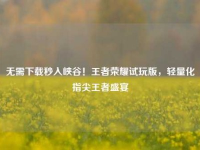 无需下载秒入峡谷！王者荣耀试玩版，轻量化指尖王者盛宴