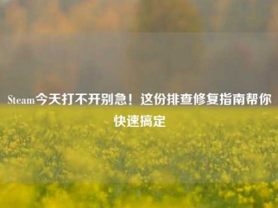 Steam今天打不开别急！这份排查修复指南帮你快速搞定