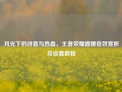 月光下的诗意与热血，王者荣耀露娜音效赏析及设置教程