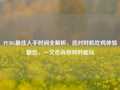 PUBG最佳入手时间全解析，选对时机吃鸡体验翻倍，一文告诉你何时能玩
