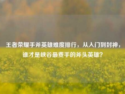 王者荣耀手斧英雄难度排行，从入门到封神，谁才是峡谷最费手的斧头英雄？