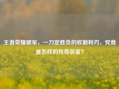 王者荣耀破军，一刀定胜负的收割利刃，究竟是怎样的传奇装备？