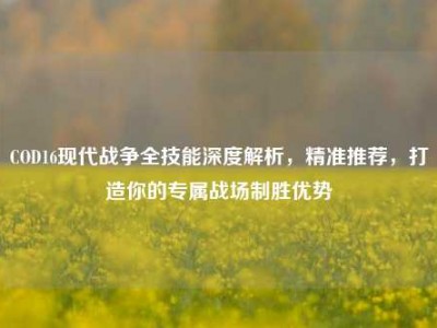 COD16现代战争全技能深度解析，精准推荐，打造你的专属战场制胜优势