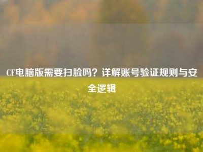 CF电脑版需要扫脸吗？详解账号验证规则与安全逻辑
