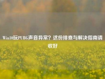 Win10玩PUBG声音异常？这份排查与解决指南请收好