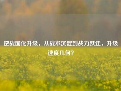 逆战固化升级，从战术沉淀到战力跃迁，升级速度几何？