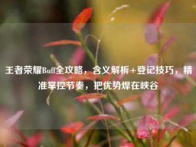 王者荣耀Buff全攻略，含义解析+登记技巧，精准掌控节奏，把优势焊在峡谷