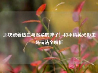 那块藏着热血与温柔的牌子！和平精英光影工场玩法全解析