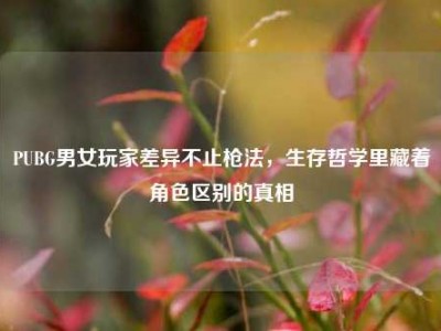 PUBG男女玩家差异不止枪法，生存哲学里藏着角色区别的真相