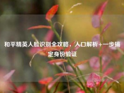 和平精英人脸识别全攻略，入口解析+一步搞定身份验证