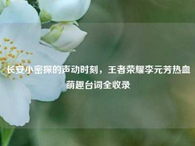 长安小密探的声动时刻，王者荣耀李元芳热血萌趣台词全收录