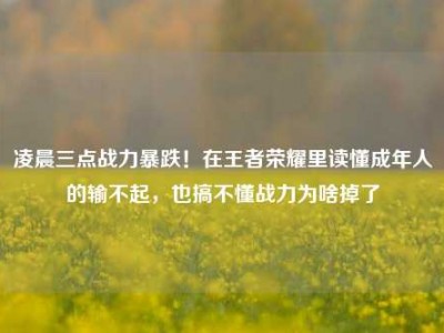 凌晨三点战力暴跌！在王者荣耀里读懂成年人的输不起，也搞不懂战力为啥掉了