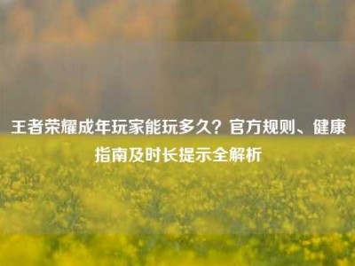 王者荣耀成年玩家能玩多久？官方规则、健康指南及时长提示全解析