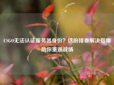 CSGO无法认证服务器身份？这份排查解决指南助你重返战场