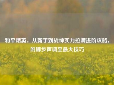 和平精英，从新手到战神实力拉满进阶攻略，附脚步声调至最大技巧