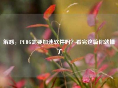 解惑，PUBG需要加速软件吗？看完这篇你就懂了