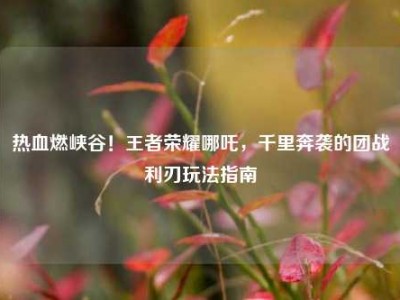 热血燃峡谷！王者荣耀哪吒，千里奔袭的团战利刃玩法指南
