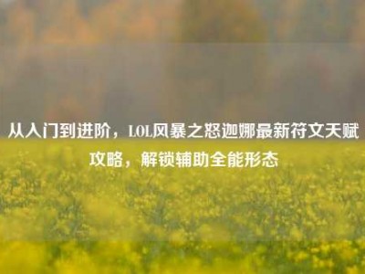 从入门到进阶，LOL风暴之怒迦娜最新符文天赋攻略，解锁辅助全能形态