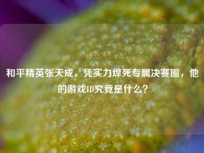 和平精英张天成，凭实力焊死专属决赛圈，他的游戏ID究竟是什么？