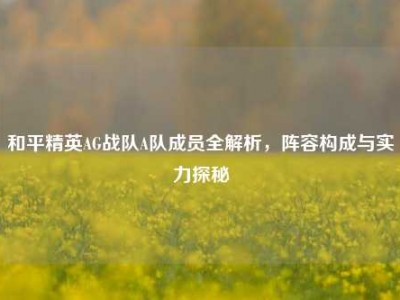 和平精英AG战队A队成员全解析，阵容构成与实力探秘