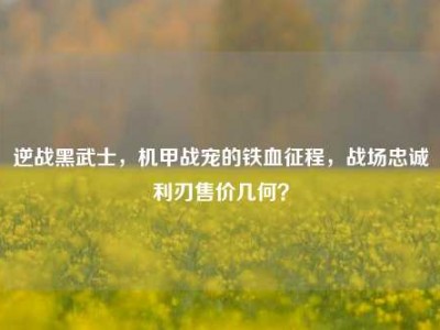逆战黑武士，机甲战宠的铁血征程，战场忠诚利刃售价几何？