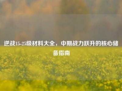 逆战15-25级材料大全，中期战力跃升的核心储备指南